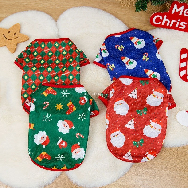 Roupas de Natal para Cachorros Roupas Macias para Gatos Camiseta Fofa de Árvore de Natal Roupa para Pets para Ano Novo Roupas Quentes Fantasia Yorkies