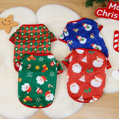 Roupas de Natal para Cachorros Roupas Macias para Gatos Camiseta Fofa de Árvore de Natal Roupa para Pets para Ano Novo Roupas Quentes Fantasia Yorkies