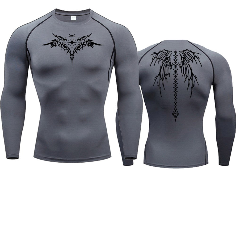 Anime Print Compression Shirt Mens Running T-Shirt Quick-Drying Fitness Sportswear Gym Sports Short Sleeve Breathable Tops