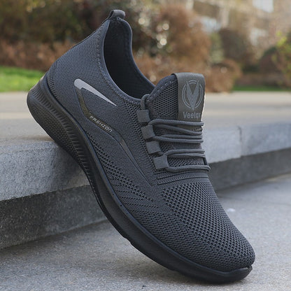 Sapatos Casuais Masculinos Sólidos com Cadarço, Sapatos Esportivos Leves para Homens, Sapatos Casuais Sólidos da Moda Adequados para Entusiastas de Caminhada de Lazer - Ideais para Leveza, Respirabilidade e Antiderrapantes, Adequados para Laze