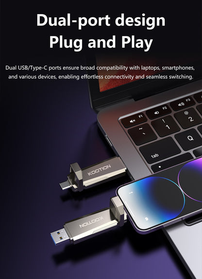 KOOTION U52 Type C USB 3.2 External Solid State Flash Drive 1TB 512GB 256GB Portable Pendrive for PC Laptop iPhone 16 Tablet