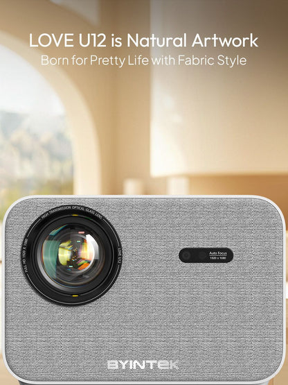 Projetor BYINTEK LOVE U12 Full HD 1080P 4K 800 ANSI Android WiFi 6 Foco Automático para Home Theater, Filmes e Reuniões