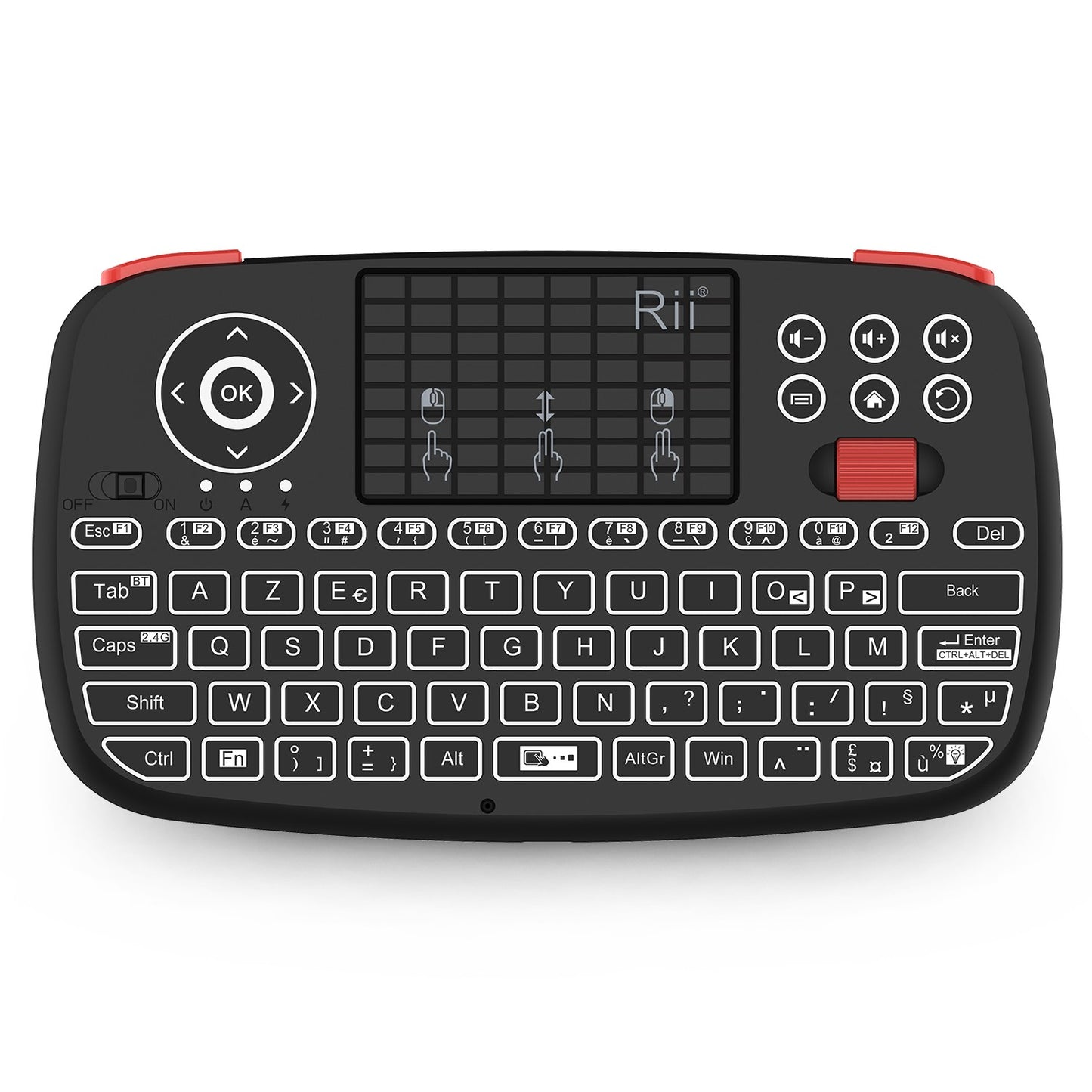 Teclado Sem Fio Bluetooth Rii i4 Mini Com Touchpad 2.4GHz Retroiluminado Mouse Controle Remoto Para Windows Android TV Box Smart TV