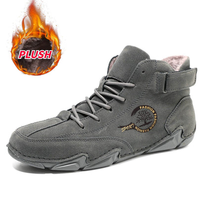 Casual Shoes For Men Suede Winter Pull On Outwear Fashionable Classic Short Boots Pu High Top Dress Shoes Botas Impermeables