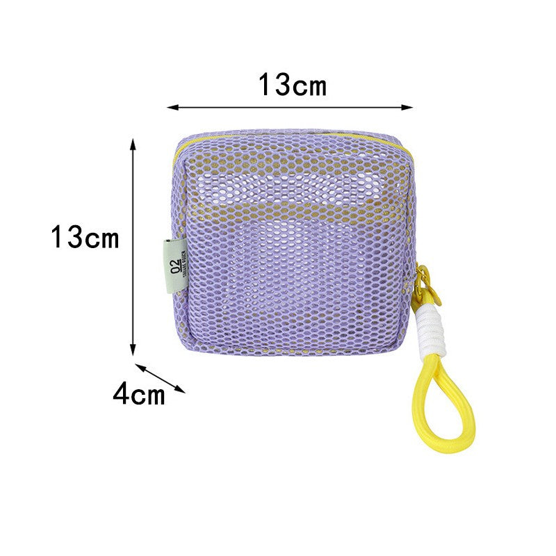 Tofu Bag Mini Zero Wallet Large Capacity Net Fabric Makeup Bag Dopamine Net Fabric Lady's Purse Colorful