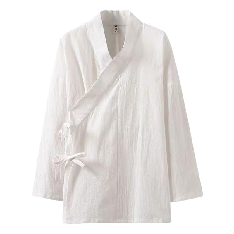 M-7XL Traditional Cotton linen Kimono Shirt Long Sleeve Japanese Streetwear Vintage Shirts Plus Size Chinese Clothing 5XL 6XL
