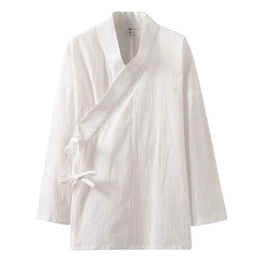 M-7XL Traditional Cotton linen Kimono Shirt Long Sleeve Japanese Streetwear Vintage Shirts Plus Size Chinese Clothing 5XL 6XL