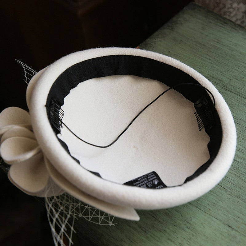 Women Wool  Cashmere Hat, Derby Ascot Photography Fascinator Flower Hat?Ladies’ Cocktail Tea Party Headwear for Autumn Winter