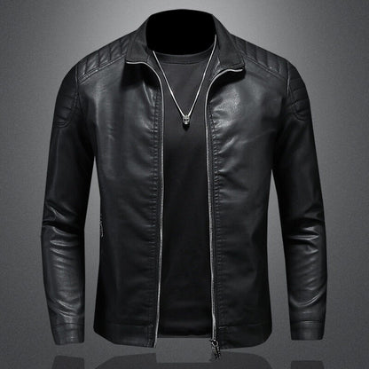 Motorcycle PU Leather Jacket Men Winter Leahter Jacket Male Stand Collar Casual Windbreaker trendy mens clothing black blue coat