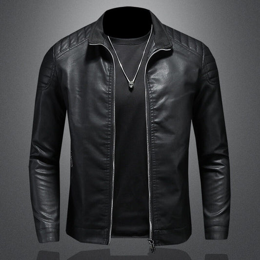 Motorcycle PU Leather Jacket Men Winter Leahter Jacket Male Stand Collar Casual Windbreaker trendy mens clothing black blue coat