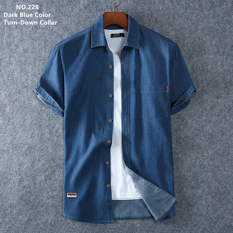Denim Shirts Men Cotton Short Sleeve Summer Casual Jeans PLus Size 5XL 6XL 7XL Big Thin Boys Loose Blouse 8XL Man Male Camisa