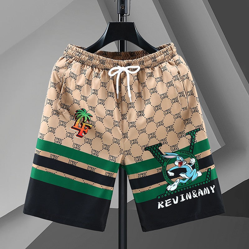 2025 Summer New 3D Printed Men's Casual Shorts Motorcycle Riding Shorts LV Same Style Beach Swimming and Surfing Sports Shorts