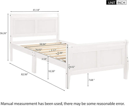 Wood Platform Bed Twin Bed Frame Mattress Foundation Sleigh Bed with Headboard/Footboard/Wood Slat Support