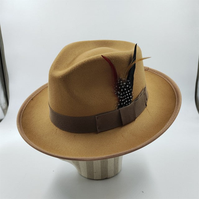 Men's fedora hat Men's and women's universal solid color fedora hat Women's 21 color wide brim jazz hat Autumn and winter Britis