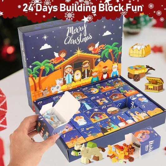 DIY Natal Calendário do Advento Caixa de Presente Natividade Jesus Blocos de Montar Brinquedos Contagem Regressiva 24 Dias Calendários do Advento Decoração de Natal para Casa