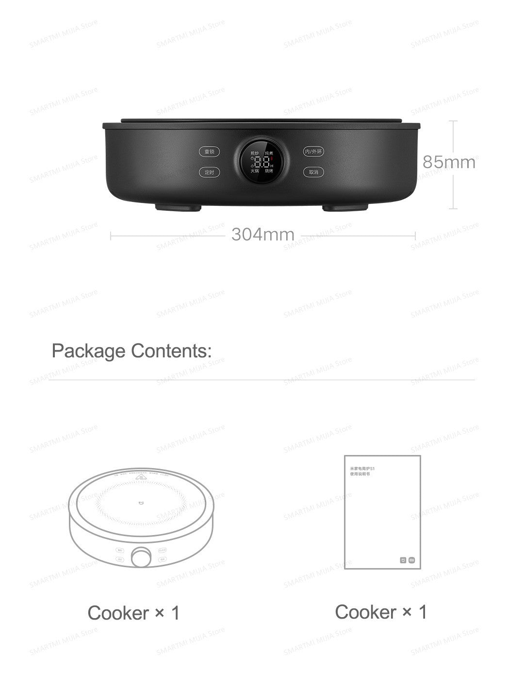 XIAOMI MIJIA Electric Ceramic Cooktop,10?Level Power With Child Safety Lock,Timer,2200W Induction Cooker,CN Version With Adapter
