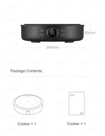 XIAOMI MIJIA Electric Ceramic Cooktop,10?Level Power With Child Safety Lock,Timer,2200W Induction Cooker,CN Version With Adapter
