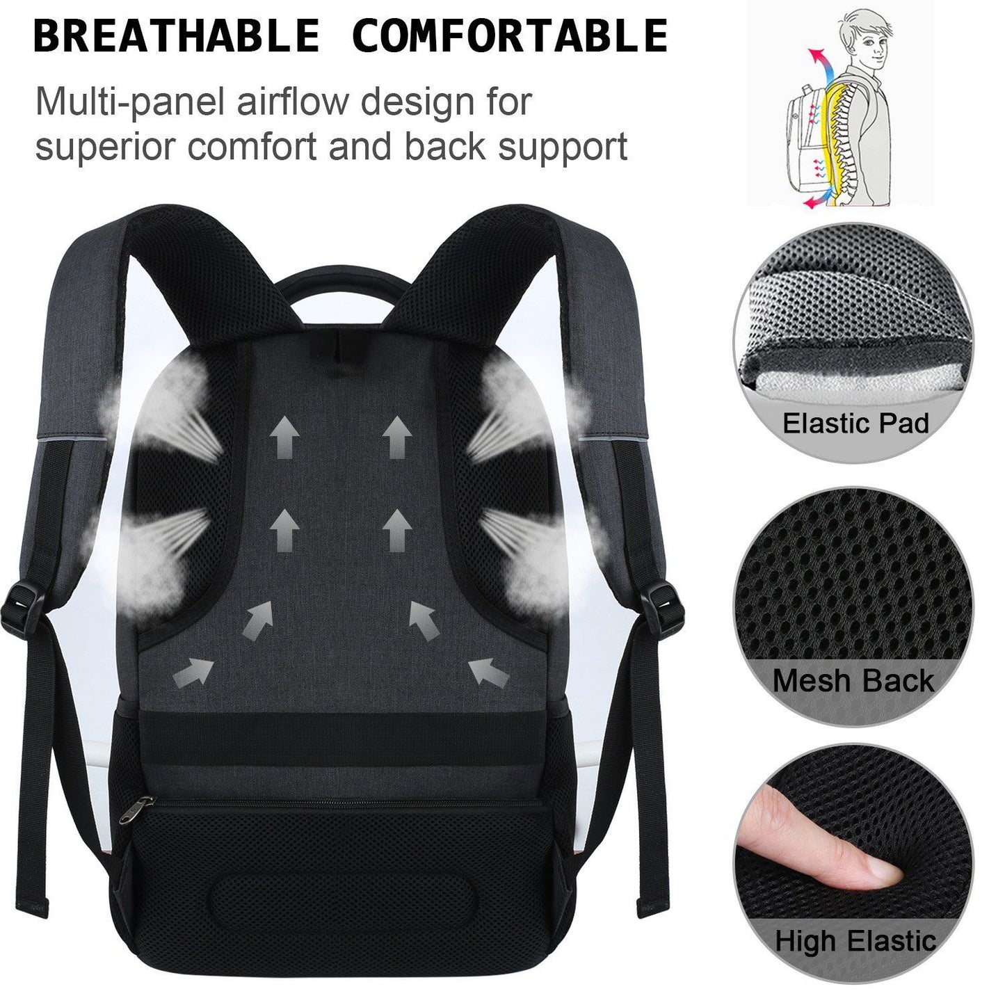 Mochila Masculina de Viagem Bolsa Fotográfica Lente de Câmera Externa Preta Ergonômica para Laptop de Grande Capacidade Impermeável para Montanhismo
