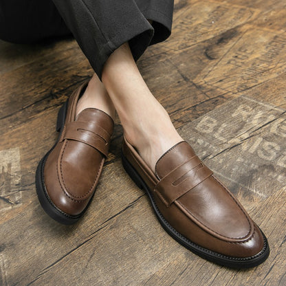Trend Casual Business Shoes Men Retro Men's Dress Shoes High Quality Office Leather Loafers Man Social Leather Shoes Male