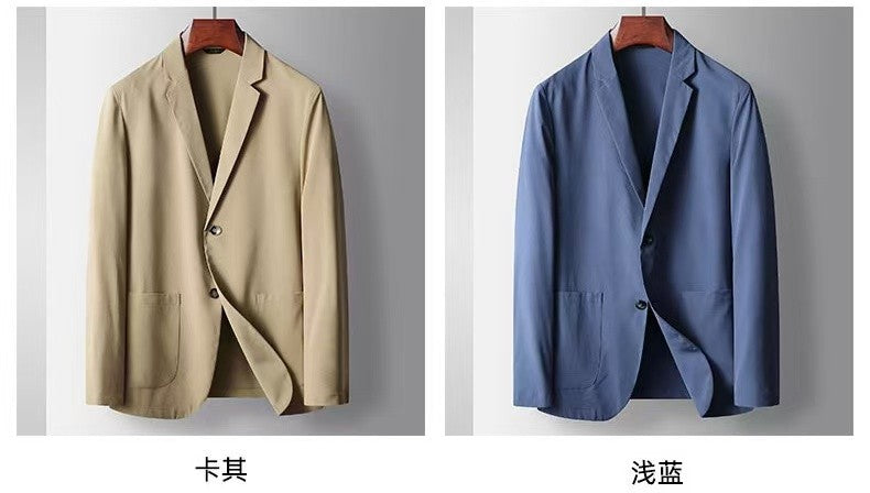 2025 Spring and Summer New Men's Casual Suit Light and Thin Elastic Middle aged Anti Wrinkle and Non Ironing Suit Coat Sunscreen