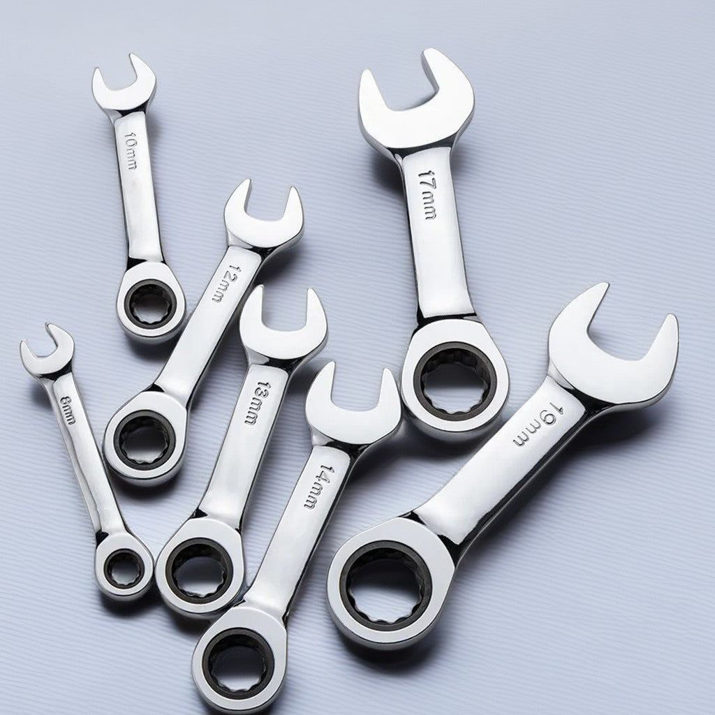 1 Chave de Catraca Curta - Alcance de 6-19mm, Chaves de Soquete de Catraca de Cabo Curto de 72 Dentes para Reparo Automotivo e de Porcas
