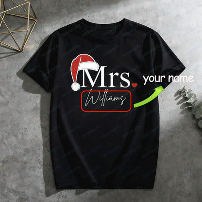 Matching Mr & Mrs Christmas Shirts Personalized Holiday Couple Tees Christmas Couple Costumes Merry Christmas Men Women Tshirt