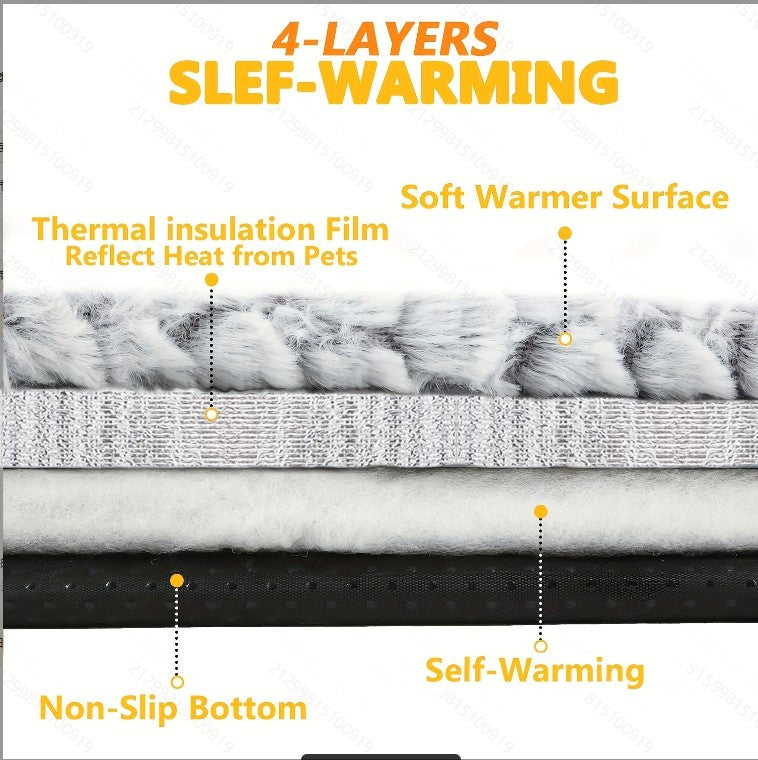 Cama Autorregulável para Gatos, Almofada Aquecedora Macia para Gatos e Cães Interna e Externa, Tapete Térmico Lavável Antiderrapante para Gatos