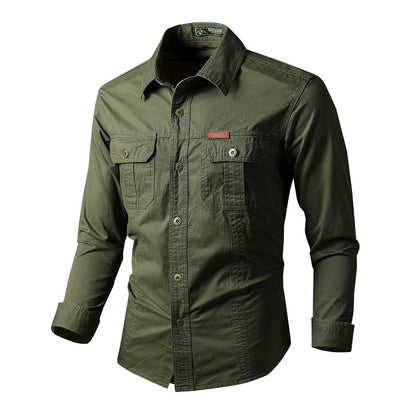 Mens Katoen Militaire Shirts Mannen Lange Mouwen Casual Dress Shirt Mannelijke Cargo Werk Shirts Heren Werken Shirts