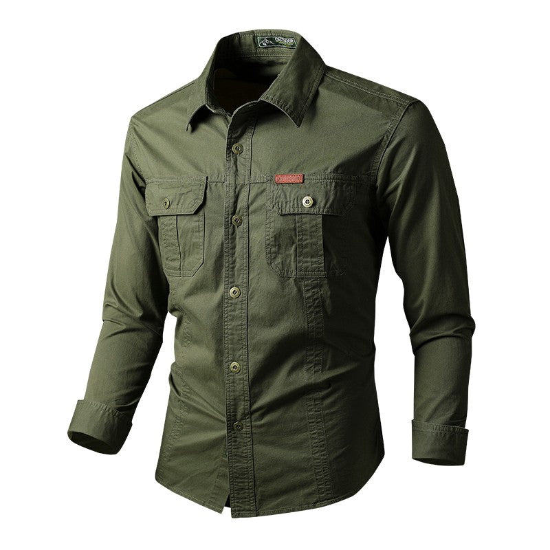 Mens Katoen Militaire Shirts Mannen Lange Mouwen Casual Dress Shirt Mannelijke Cargo Werk Shirts Heren Werken Shirts