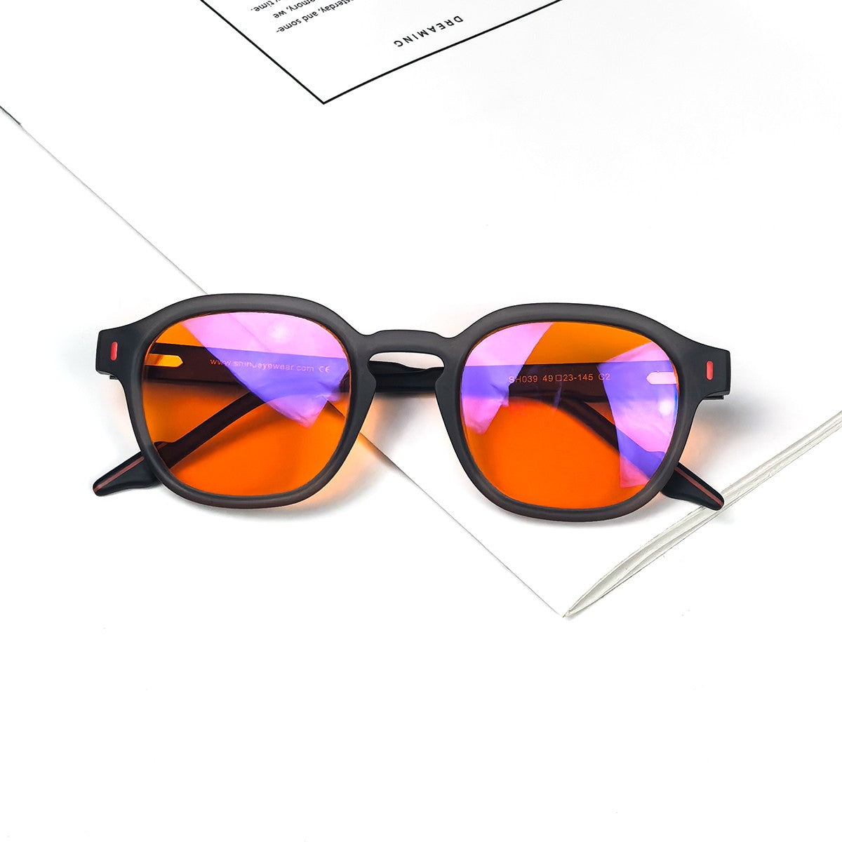 SHINU sleep better red lenses blue light filter glasses for men orange eyepieces gaming glasses Sleep aid glasses man customized