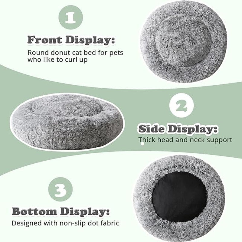 Cama para Pets Super Macia Pelúcia Grande Adequada para Cães de Porte Médio Lavável na Máquina Cama Redonda para Cães Ninho Confortável para Dormir