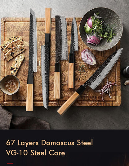 F.YOUNG Damascus Steel Kitchen Knives Japanese Hand Forged Chef Knife Vegetable Slicing Sashimi Utility Kitchen Cooking Tools