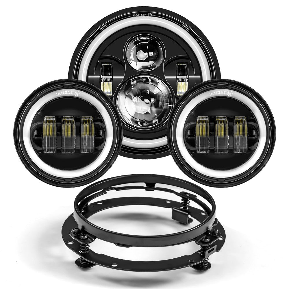 Farol de LED de 7 polegadas + Faróis de Neblina de 4,5 polegadas Suporte de Montagem de 7" Peças para Harley Touring Electra Glide Road King Street Glide
