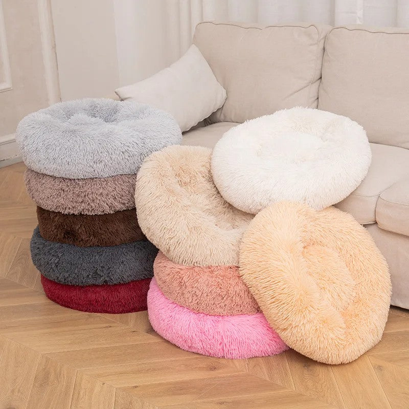 Cama Redonda Para Gatos Casa Macia Pelúcia Longa Ninho Cama Para Animais de Estimação Cesta Para Cães Produtos Para Animais de Estimação Almofada Tapete Animais Sofá Para Dormir Terno Para o Inverno