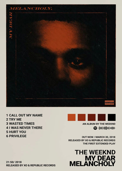 Music Album Star The Weeknd Hip Hop Posters Prints Canvas Painting Singer Wall Art Picture for Living Room Home Decoration Gift