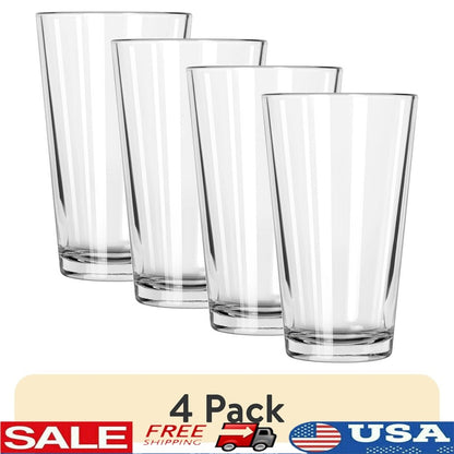 Pacote com 4 Copos de Pint de Vidro Transparente de 470ml Copos Duráveis Empilháveis para Cerveja, Leite, Água Uso Diário