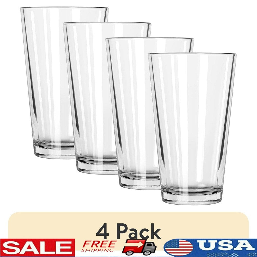 Pacote com 4 Copos de Pint de Vidro Transparente de 470ml Copos Duráveis Empilháveis para Cerveja, Leite, Água Uso Diário