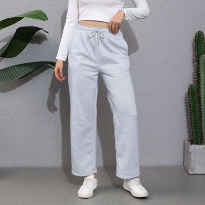 Women’s Fleece Lined Sweatpants Wide Straight Leg Pants Bottom Winter Warm Pants Daily Casual Jogger Sweatpants Sports Trousers