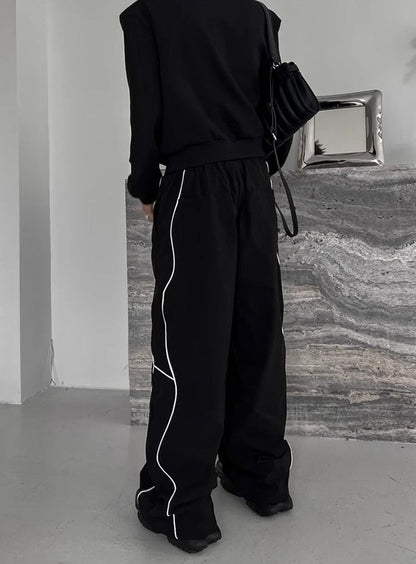 Men's Casual Pants Straight Punk Black Loose Baggy Male Trousers Clothes Plus Size Polyester Vintage Sale Cotton Fashion 2025