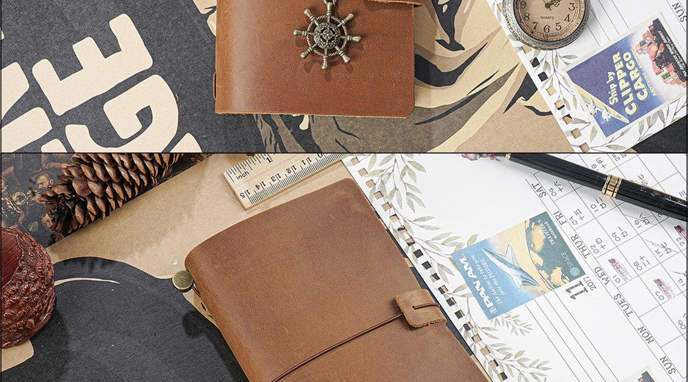 100% Genuine Leather Journal Refillable Travel Notebook Retro DIY Handmade Diary Sketchbook School Office Gift Customized