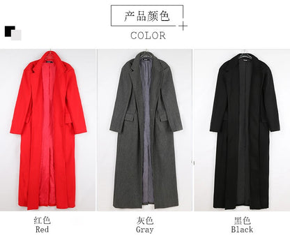 Mauroicardi Autumn Winter Extra Long Warm Black Loose Casual Wool Blends Coat Men Luxury Floor Length Overcoat Korean Fashion