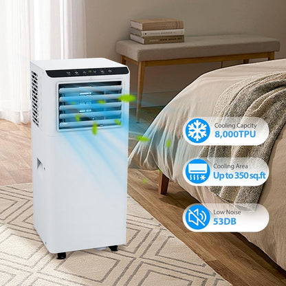 Ar-Condicionado Portátil 8000 BTU, Unidade de AC Portátil com Controle Remoto, Display Digital/Timer de 24 Horas, Resfria/Ventila/Desumidifica para Quarto
