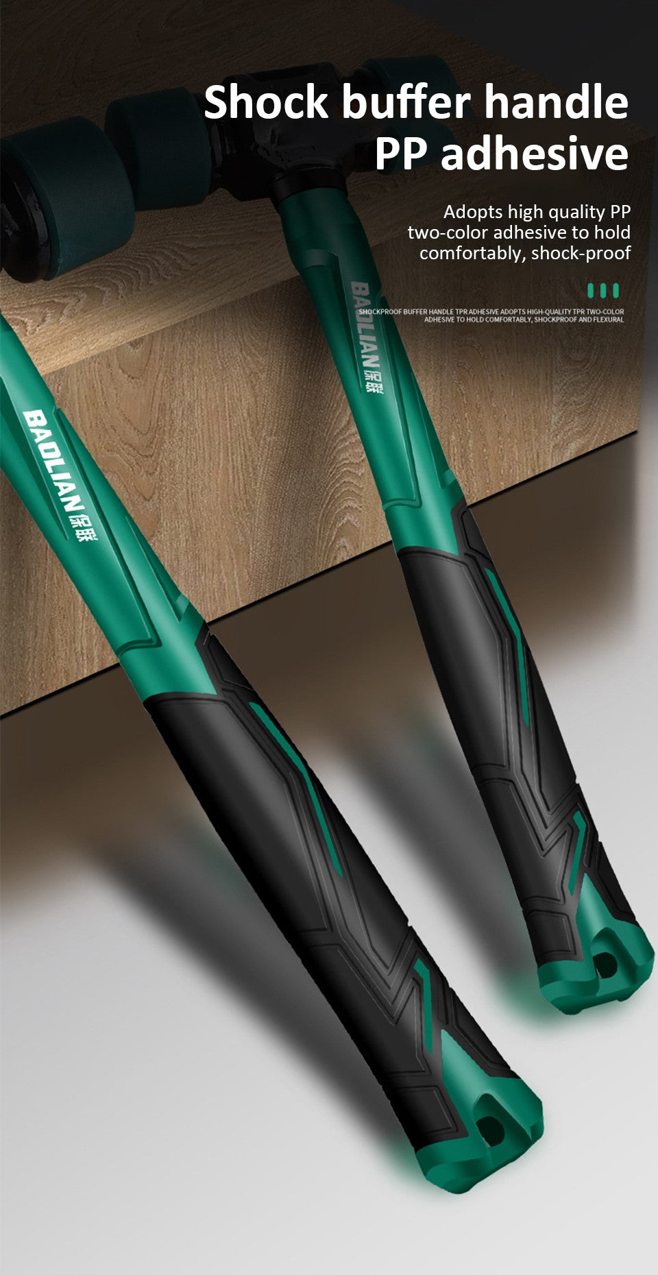 Martelo de Instalação de Cabeça Dupla Multifuncional 27/36/43mm Martelo de Borracha Antiderrapante Antivibração Ferramenta Profissional