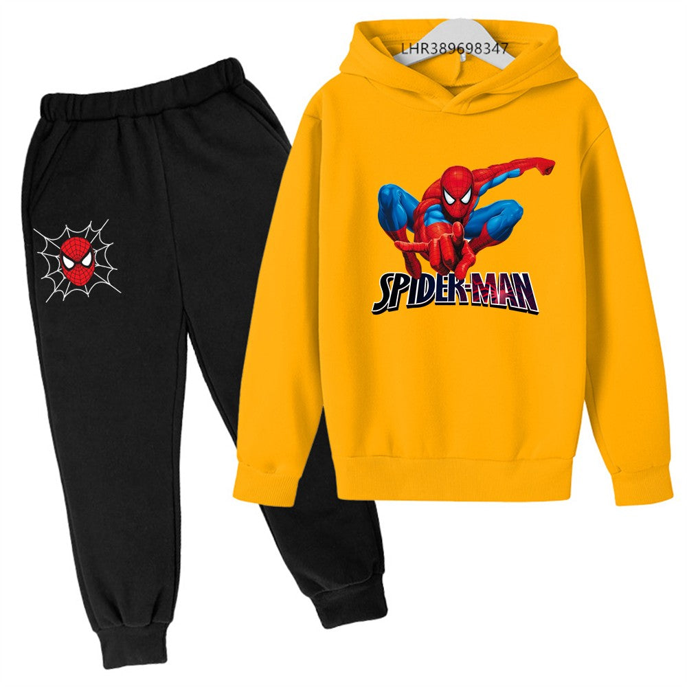 Autumn winter children's hoodie Spider-Man clothing leisure outerwear sweatshirt +pants set  Suitable 3-12 years Boys girls gift