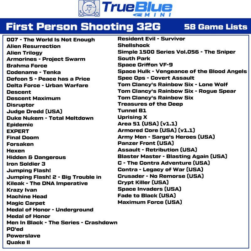 For True Blue Mini PACK CRACKHEAD/METH/WEED PACK64G/FIGHT PACK32GB/OVERDOSE PACK128GB For Genesis/Mega Drive/Playstation Classic
