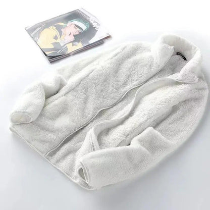Thickened Fleece Jacket Women's Outdoor Spring Autumn Winter Double-Sided Sweatshirt Open Cardigan Polyester Fiber Stand Collar