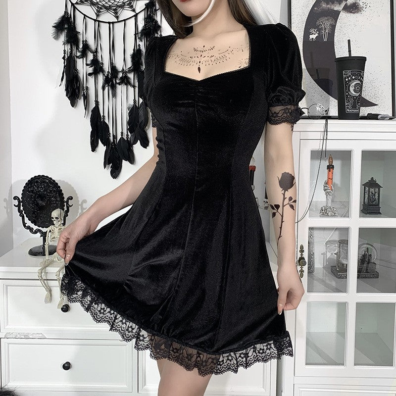 Dark Halloween Lace Dress Punk Trend Sexy Evening Dress Suspender Skirt For Women