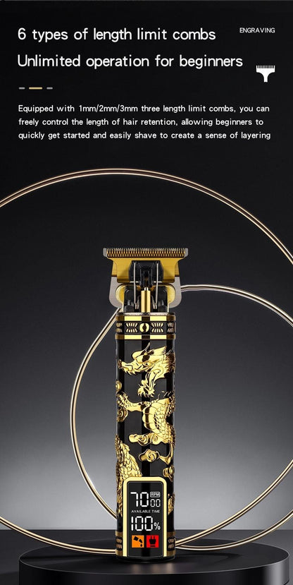 Electric Hair Clipper Professional Men's Hair Clipper LCD Display T-Blade Trimmer Zero Gap Cordless Rechargeable Men's Trimmer G