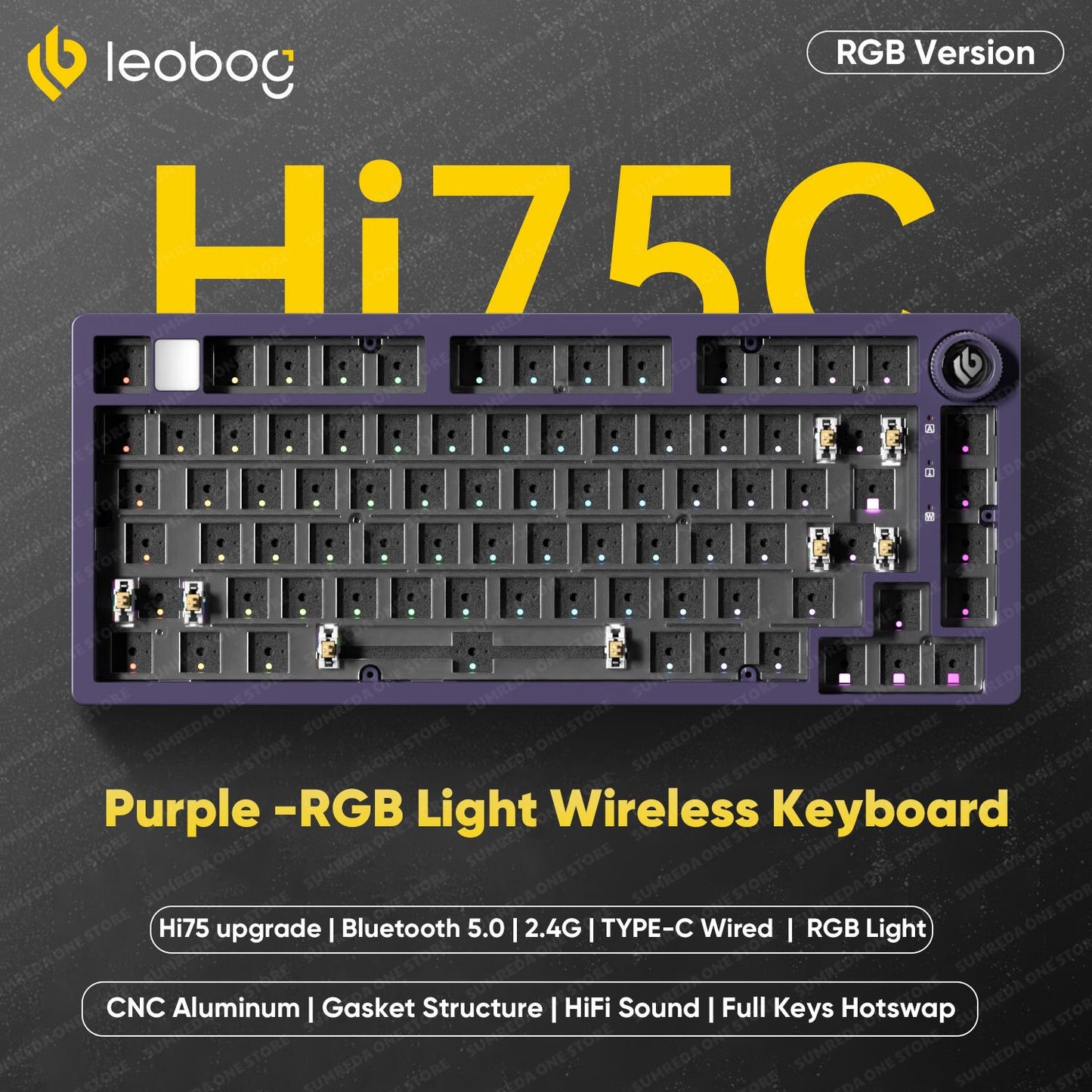 Leobog Hi75C Hi75 Hi75C Pro Kit de Teclado Mecânico Customizado de Alumínio Sem Fio para Jogos Bluetooth 2.4G Teclado Gamer com Hotswap com Fio