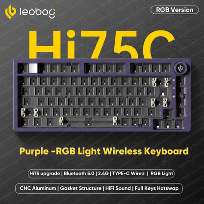Leobog Hi75C Hi75 Hi75C Pro Kit de Teclado Mecânico Customizado de Alumínio Sem Fio para Jogos Bluetooth 2.4G Teclado Gamer com Hotswap com Fio
